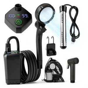 Portable Camping Shower by InkTrail Black Plastic-0