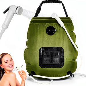 Sapsisel Solar Camping Shower Bag Green Plastic Portable-0