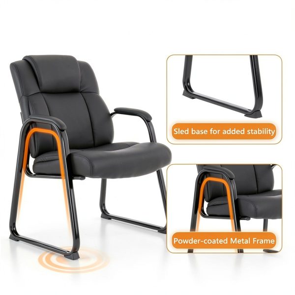 Reception Chair CLATINA Metal Sturdy Design Black-5