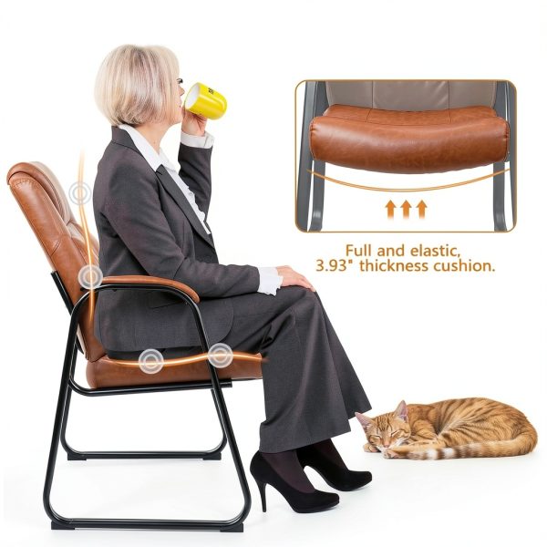 Waiting Room Chair CLATINA PU Leather Sled Base-5