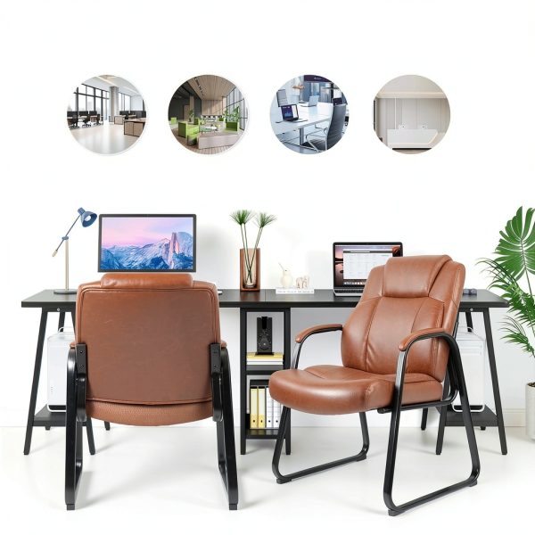 Waiting Room Chair CLATINA PU Leather Sled Base-7