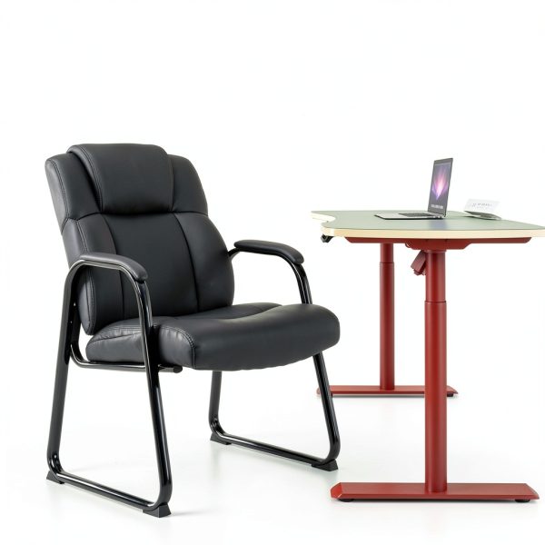 Reception Chair CLATINA Metal Sturdy Design Black-7