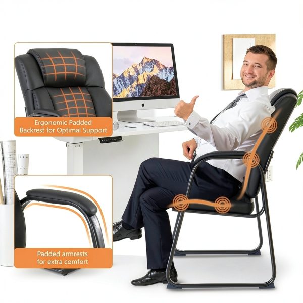 Reception Chair CLATINA Metal Sturdy Design Black-3