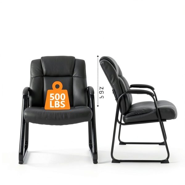 Reception Chair CLATINA Metal Sturdy Design Black-2