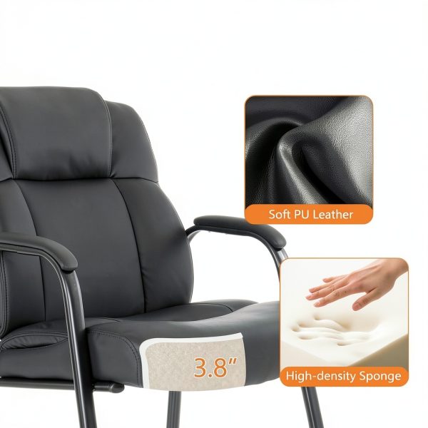 Reception Chair CLATINA Metal Sturdy Design Black-4