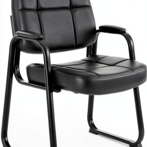 CLATINA Office Guest Chair Black-sledbase PVC Leather-0