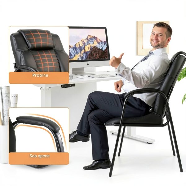 CLATINA Heavy Duty Guest Chair Metal Leather-3