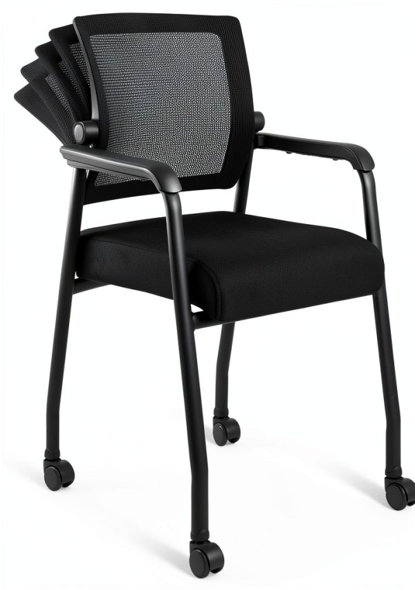 KLASIKA Office Guest Chair Adjustable Back with Wheels 1 Pack Gingham-0