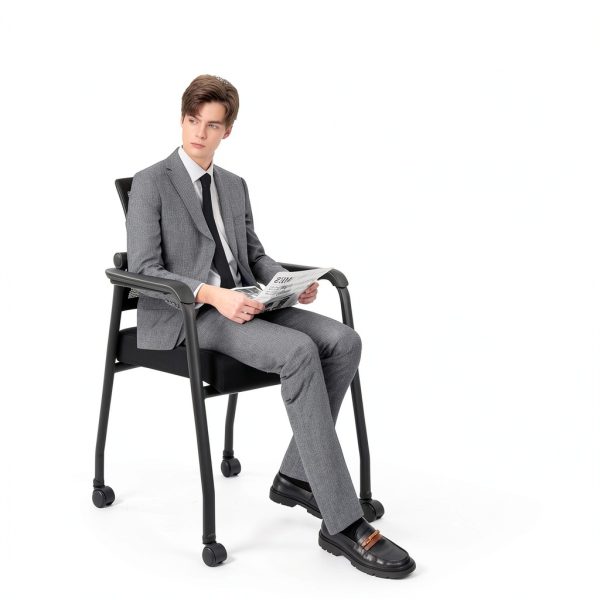 KLASIKA Office Guest Chair Adjustable Back with Wheels 1 Pack Gingham-6