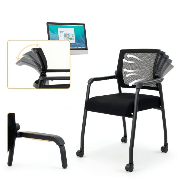KLASIKA Office Guest Chair Adjustable Back with Wheels 1 Pack Gingham-4