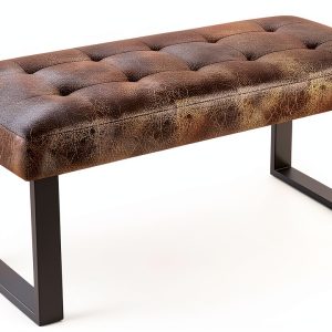 JIEXI Dark Gray Metal Reception Bench 45.3 IN Entryway Seating with-0