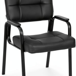 FDW Reception Guest Chair Black PU Leather L‑Shape Seating 24x23x34in-0
