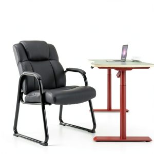 CLATINA Guest Chair Black Sled Base Mid Back Office Chair 1 Pack-0