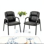 Sweetcrispy Waiting Room Office Guest Chairs Set of 2, PU Leather Big and Tall No Wheels Executive Office Chair with Padded Arms for Reception Conference Room Lobby-0