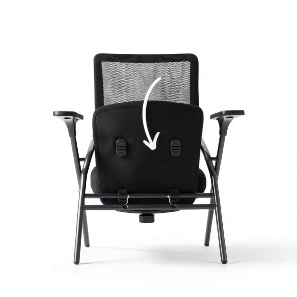 PRO, Stackable & Foldable Conference Room Chairs with 2X Thick Cushion, Lumbar Support, Armrest - Mesh Bouncing Back for Office Meeting, Conference, Training Room Chair 1 Pack-3